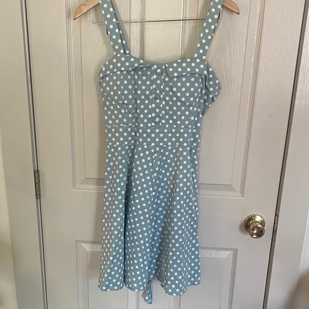 Sweet Sage Green/Blue Polka Dot Dress